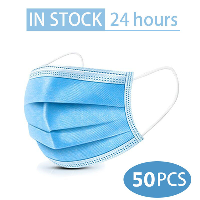 Mouth Masks 3-Layer Anti Dust Disposable Mascarillas 10/50/100 Pcs Non-woven Meltblown Cloth Masks Elastic Ear Loop Face Mask