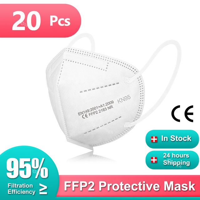 1-100 قطعة KN95 أقنعة ffp2fan ffpp2 الفم قناع قابلة لإعادة الاستخدام KN95 التنفس FPP2 Masque FFP2 واقية الوجه Mascarillas Masken CE