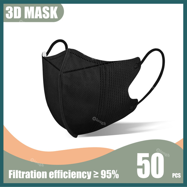 Disposable Protective Mask Morandi Black Masks 3D Adult 4 Ply 95% Filtration Mascarillas quiurgicas Homeopathic No Nose Bridge