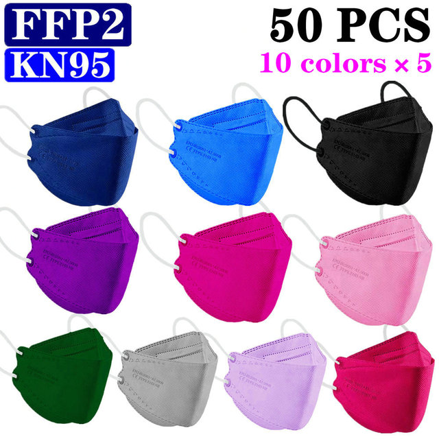 KN95 FFP2 CE 80 Unique Print Beauty Wholesale Fish Mask Mascarillas Protective Breathing Anti Fog Adult Colorful Masques