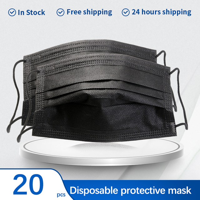 10-500pcs Black Mask Disposable Mascarillas quiurgicas Negras 3 Ply Protective Face Mask Mascherine cherurgiche Masque Noir