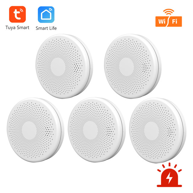 WIFI 2 in 1 Smoke Carbon Monoxide Combo Detector CO Gas Smoke Alarm Sensor 85DB Sound Alarm Tuya Smart Security Alarm System