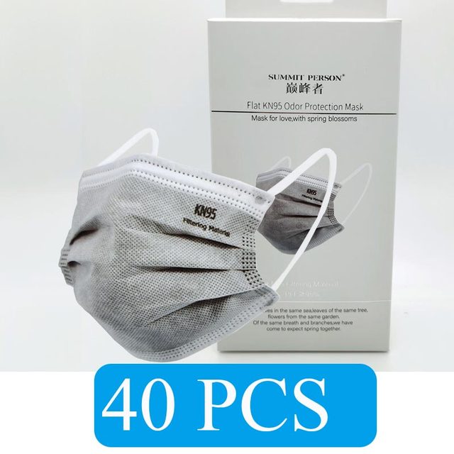 Korea Hot CE KN95 5 Layers Gray Mask Activated Carbon Dustproof Respirator Face Dust Protective Mask FFP2 KN95 Mask 20pcs/box