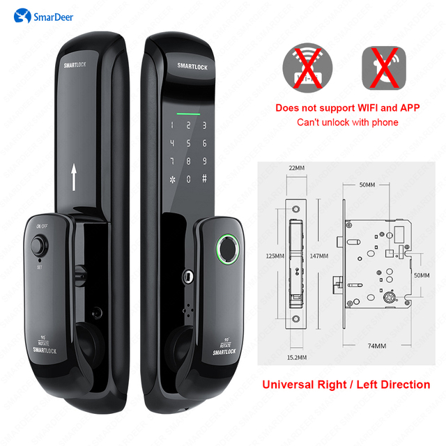 Smart Smart Lock With Wifi Fingerprint Lock Support Fingerprint/Password/RFID Card/Key/TTlock Bluetooth/Tuya Wifi Unlock