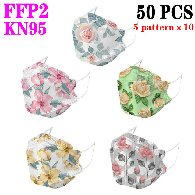 KN95 FFP2 Unique Print Fish Mask Mascarillas CE Protective Breathing Dust Anti-Fog Adult Colorful Masques