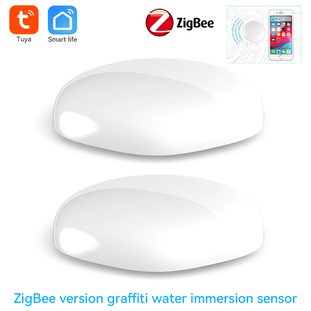 Tuya Smart Home WiFi Water Leak Alarm Zigbee Bypass Safety Alarm System Protection Work with Alexa Google Smart Life