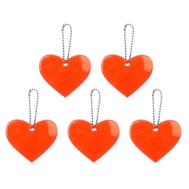 5pcs Cute Heart Shape Reflective Keychain Bag Pendant Doft Accessories Reflective PVC Keyrings For Visible Safety