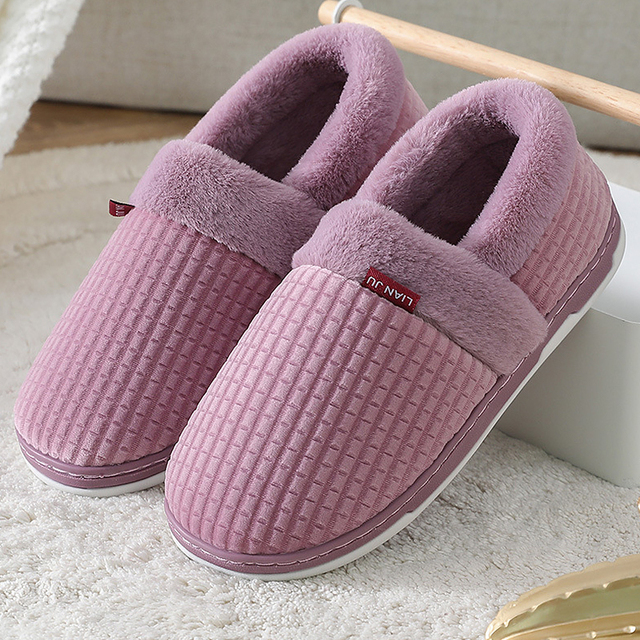 Home Shoes for Men Winter Warm Furry Short Plush Mens Slippers Non-slip Bedroom Shoes Couple Soft Indoor Shoes Male Plus Size 47