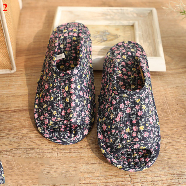 Small floral slippers pastoral fabric soft-soled household cotton slippers warm breathable non-slip light beautiful cotton slippers