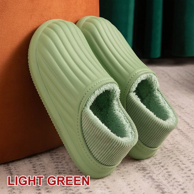 Hot Waterproof Non-slip Home Slippers Men Winter Warm Women Indoor Non-slip Ladies Soft Slippers Memory Foam Couples Shoes