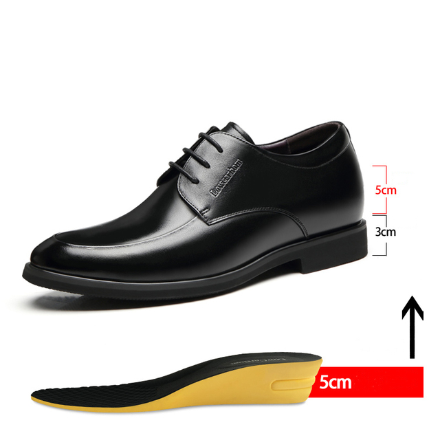 Men Leather Shoes Elevator Shoes Height Increasing Shoes Height Increasing Shoes Insole Height Increase 6/8cm Black Height