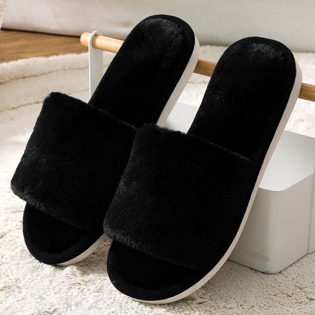 2021 Fashion Soft Fur Slippers Slides Home Indoor Floor Shoes Solid Volvi Slippers for Bedroom Open Toe Comfortable Shoes Women Gray