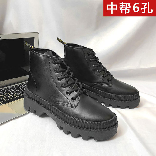 Thick Cloth Base Mid-top Men Boots Autumn British Trend Boots Hight Top Korean Casual Shoes 2022 Winter New Black