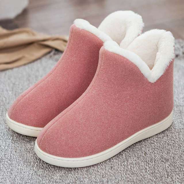 ASILETO Women Home Slippers Plush Indoor Shoes High Top Plus Size 45 Flat Shoes Woman Winter Shoes Indoor Slippers sapatos mujer