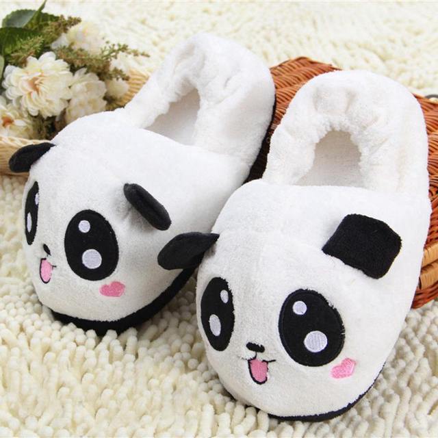 SIMLOVEYO Winter Indoor Panda Slippers Flat Furry Home Cartoon Women Slippers Unisex Couple Animal Warm Non-slip Shoes T389b