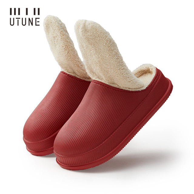 UTUNE EVA Slippers Women Winter Waterproof Shoes Warm Thick Sole Indoor Slippers Women House Shoes Anti-Slip Platform Shoes