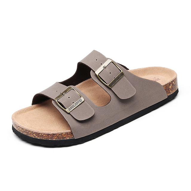 Men's Faux Leather Buckle Sandals, Cork Buckle Open Toe Shoes, Fast Shipping