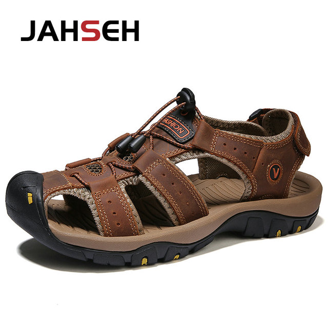 Size 38~48 New Sandals Genuine Leather Gladiator Sandals Brand Outdoor Beach Shoes For Men Summer Leather Casual Shoes Sneakers