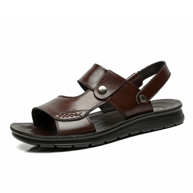 ytween 2021 new men shoes summer sandals plus size men open toe beach shoes buckle strap soft leather sandals for man