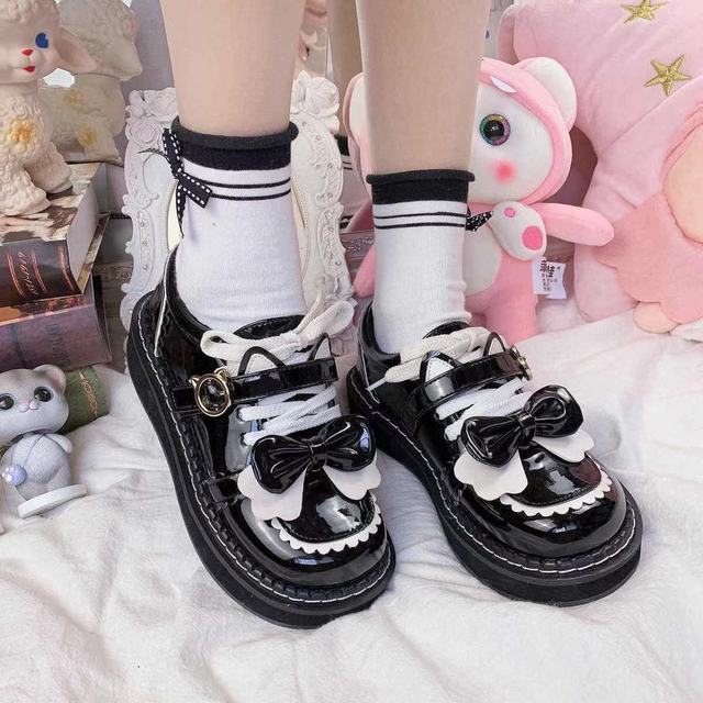 Lolita Jk Skirt Suit Cute Cat Ears Women Round Head Shoes Kawaii Japanese School Female Student Cosplay Cartoon Zapatos Mujer