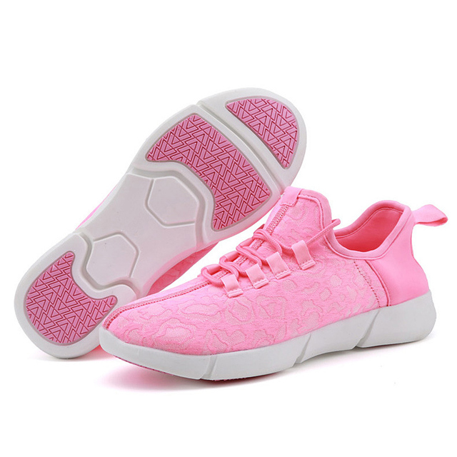 UncleJerry Women Summer Sneakers Fiber Optic LED Light Up Shoes for Girls Women USB Rechargeable Glowing Shoes for Dance Party
