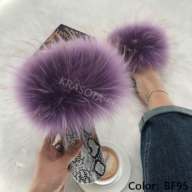 Square Toe Slippers Luxury Summer Fluffy Slippers Women Real Fur Slides Shoes Indoor Home Outdoor House 36 37 38 39 40 41 42 43