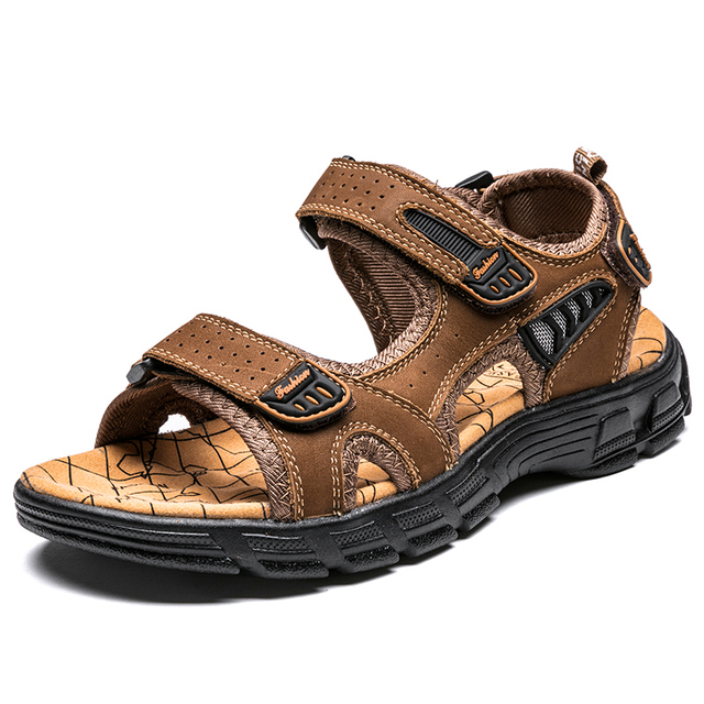 Classic Brand Men Sandals Summer Genuine Leather Sandals Men Outdoor Casual Sandal Lightweight Fashion Men Sneakers Size 38-46