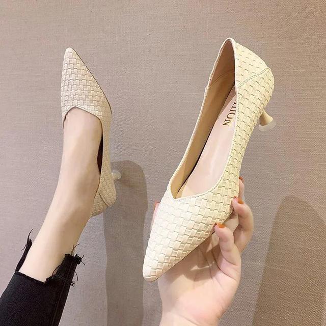 Women Pumps Fashion Office Lady Med Heels Shoes Woman Thin Heel Female Work Shoes Spring Autumn Pointed Single Shoes
