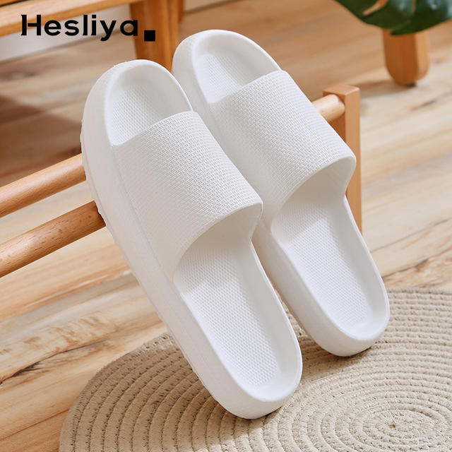 Thick Platform Slippers Cloud Slippers Non-slip EVA Soft Waterproof Cloud Sandals Silent Damping Bathroom Indoor Shoes For Women