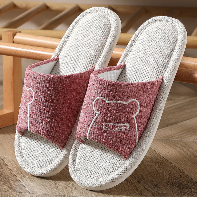 Women Indoor Linen Slippers Home Floor Soft Couple Bedroom Ladies Shoes Summer Open Toes Non-slip Flip Flops Zapatillas De Mujer