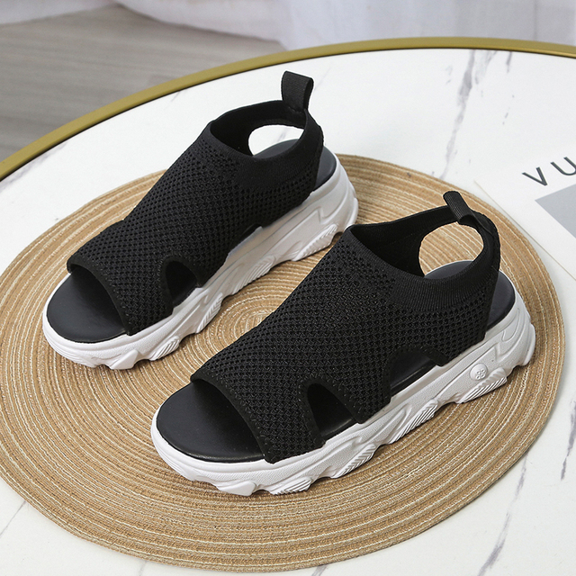 2022 New Summer Women Sandals Sexy Shoes Crystal Casual Woman Flats Buckle Strap Ladies Fashion Beach Shoe Big Size