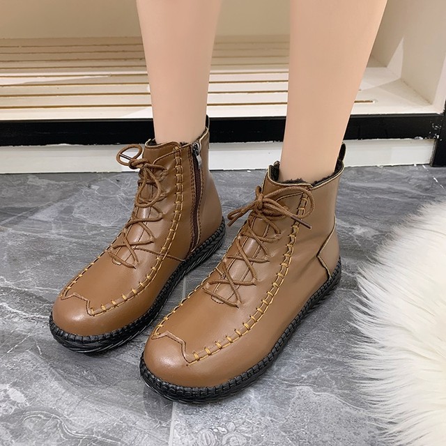 Handmade women's first layer cowhide ankle boots women boots retro genuine leather women boots