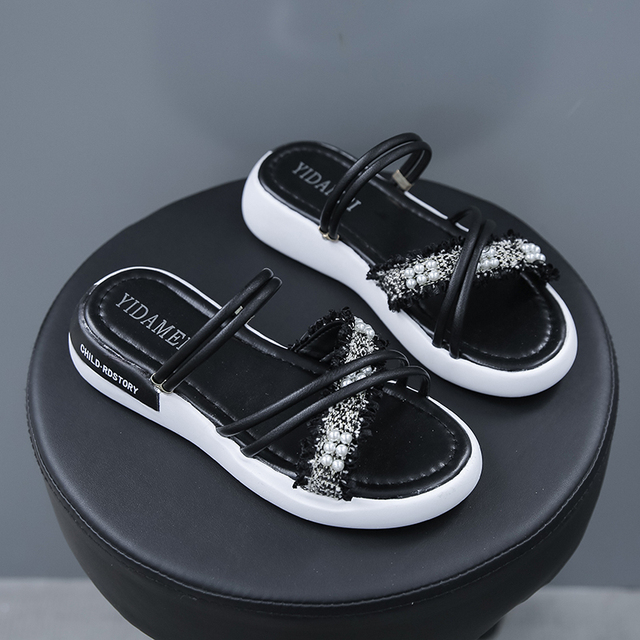 Slippers Women Summer Flat Shoes Female String Bead Pantofle Lady Slides Fashion Low 2022 Girl Luxury Fabric Rubber Rome Hoof He