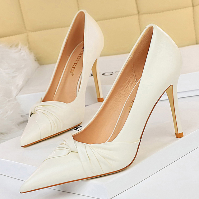 BIGTREE Spring Shoes Woman Pumps Pu Leather Shoes Women Heels Stiletto Fashion Office High Heel Shoes Ladies Shoes Plus Size 43