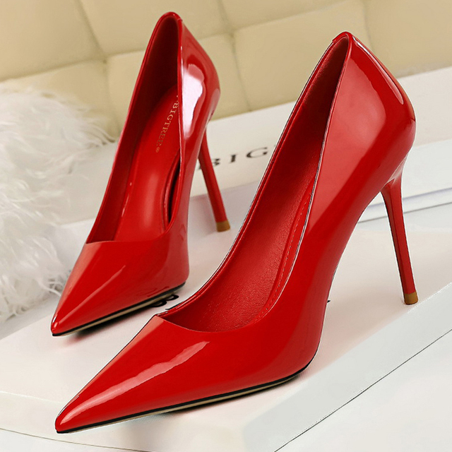 BIGTREE Shoes Woman Fashion Pumps Patent Leather High Heels Stiletto Heels Occupation OL Office Shoes Sexy Heels Plus Size 43
