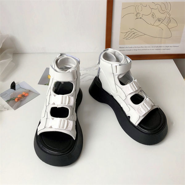 The new women's thick bottom muffin summer 2021 student velcro wedges shoes for women open toe shoes hook and loop sandals