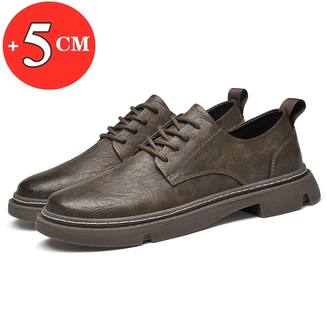 Flat /5 Cm Men's Casual Shoes Genuine Leather Lift Men Men Shoes Elevator Shoes Height Increase Shoes for Men Business Fashion