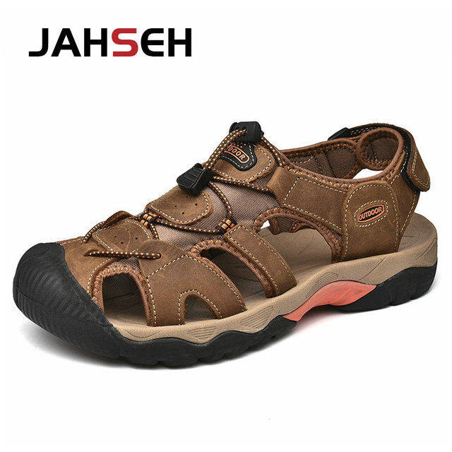 Summer New Outdoor Genuine Leather Men's Casual Sandals High Quality Brand Beach Shoes Fashion Water Shoes Walking Footwear