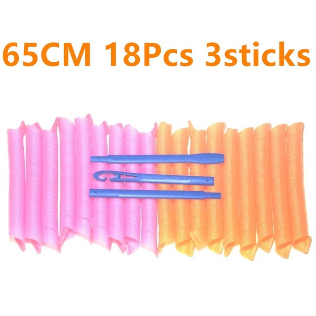 Helix Shape Hair Rollers No Waveform 75cm 18pcs 4 Sticks Round Spiral Curls Hair Curler Soft Hair Curler Bendy Hair Rollers DIY