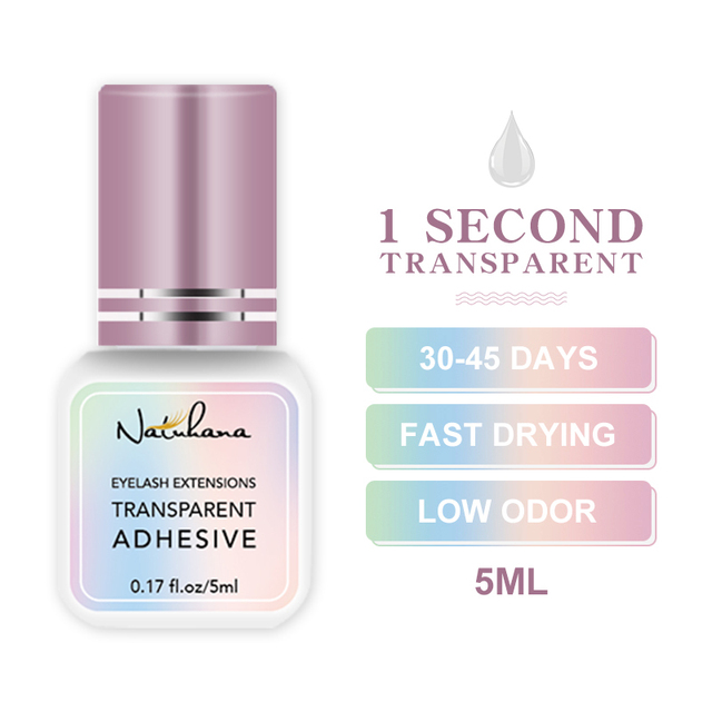 NATUHANA 5ml 1sec Fast Drying Strong False Eye Lash Extension Glue Adhesive Retention 5-7 Weeks Low Smell Mink Eyelash Glue