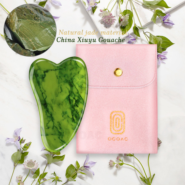 Gua Sha Facial Massager Skin Care Pink Quartz Gouache Scraper With Bag Slimming Beauty Spa Massage Natural Stone Jade