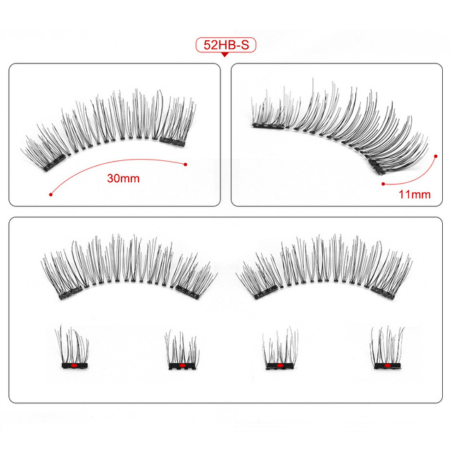 1 Pair Magnetic False Eyelashes with 2/3 Magnets 3D Mink False Eyelashes with Tweezers Full Makeup Kit False Eyelashes Strip Extension Supplies