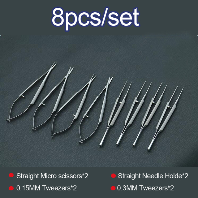 New Eye Microsurgery Instruments 12.5cm Scissors + Needle Holders + Forceps Stainless Steel Surgical Tool