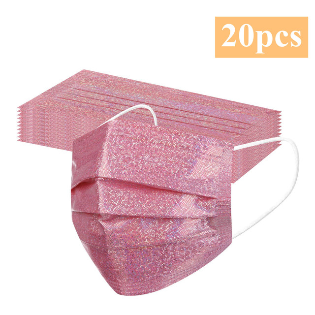 3 Layers Fashion Bronzing Pink Disposable Face Mask Reflective Non-woven Fabric Mascarillas Desechables Protective Mouth Masks