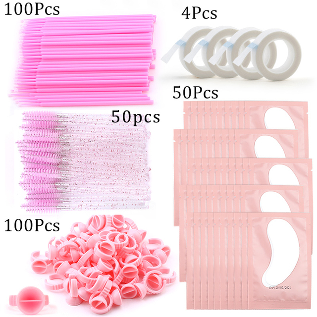 Eyelashes Extension Supplies Lashes Set Micro Brush Tape Glue Ring Eye Pad Disposable Mascara Applicator Eyelashes Tool