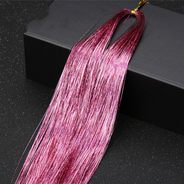 1pc Sparkle Shiny Hair Tinsel Hair Extensions Dazzle Women Hippie For Braiding Headdress Hair Braiding Tools Long 100cm