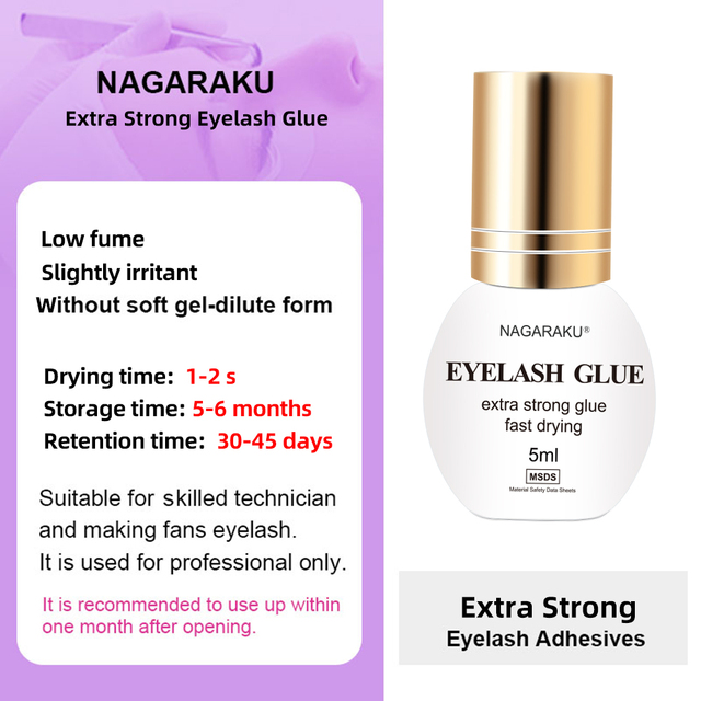 NAGARAKU Eyelash Extension Adhesive Glue Strong Fast No Irritation Mega Volume Lashes Hold Ultra Bonding Long Retain Fast Dry