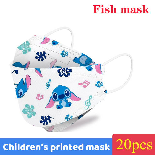 Disney Mickey Stitch Children Kn95 Face Mask 4 Layers Dust-proof Breathable Reusable For Boys Girls Kawaii Ffp2 Mouth Mascarilla