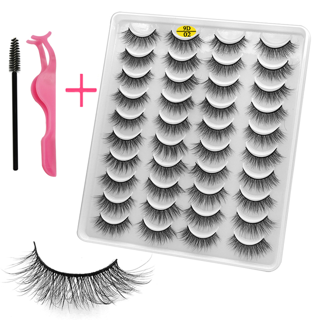 LE 20 Pairs Mink Eyelashes Fashion Handmade Cruelty-Free Soft Wispies 3D Fake Long Eye Lashes Extension False Eyelashes