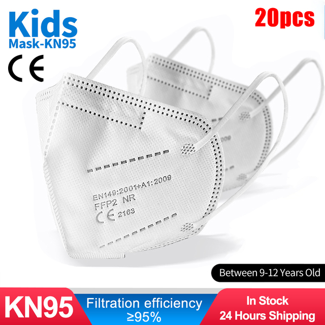 قناع ffp2 للأطفال الأطفال KN95 قناع واقية من الغبار تنفس CE قابلة لإعادة الاستخدام بنين بنات صالح 6-14 سنة Mascarillas قناع الوجه